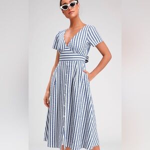 Lulu’s Swingdance Blue Striped Dress